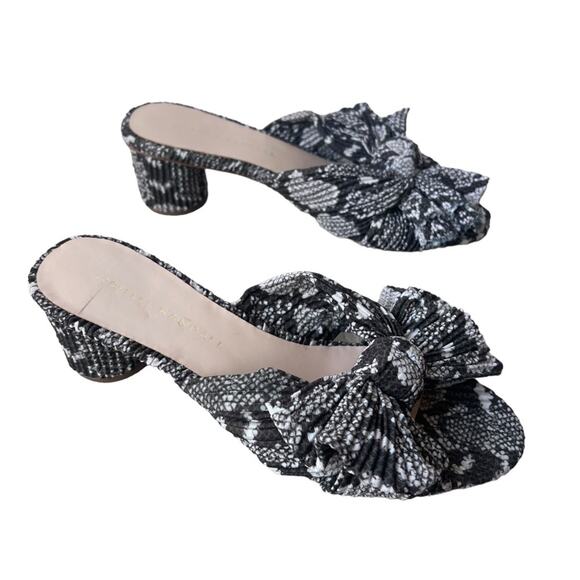 Loeffler Randal Emilia Penny Pleated Knot Sandals Womens 6.5 python snake - Picture 2 of 6